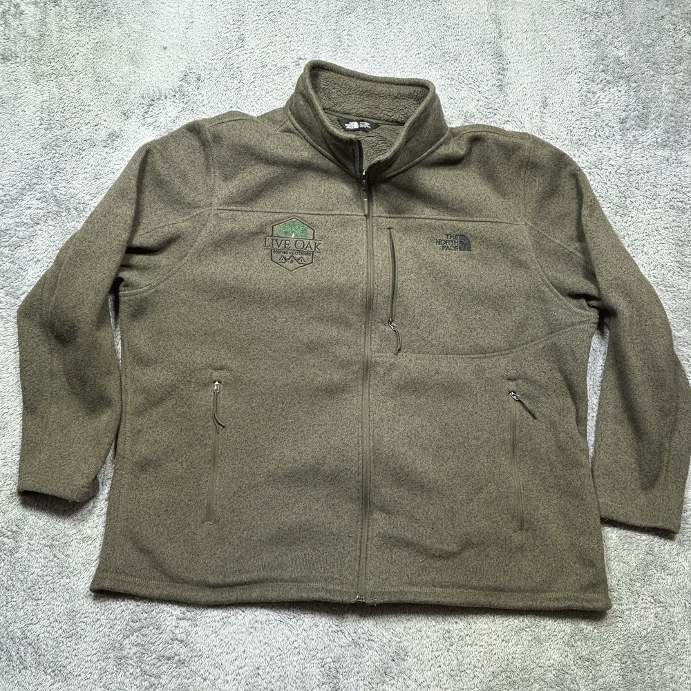 The North Face Jacket Mens 3XL Brown Full Zip Sweater Fleece Outdoor Hiking LOGO